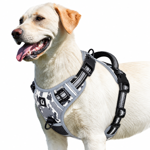Labrador wearing the Gray camo air-mesh no pull dog harness with reflective trim