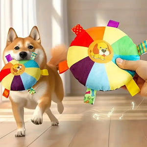 Colorful Squeaky Plush Disc Dog Toys for All Breeds – 2 Pack – photo 2