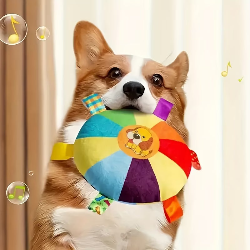 Colorful Squeaky Plush Disc Dog Toys for All Breeds – 2 Pack – photo 7