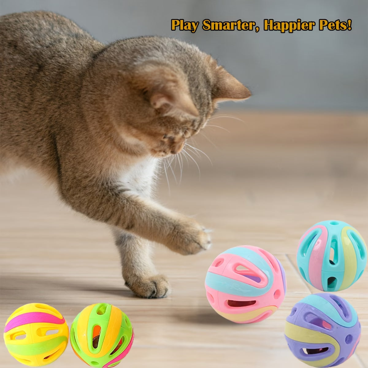 Interactive Bell Cat Toy Balls – Hollow Bite Resistant Pack for Indoor Cats – photo 10