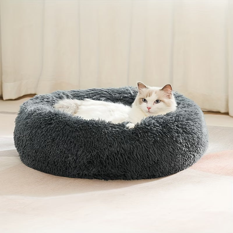 Donut Cat Bed – Calming Plush Round Cat Bed for Indoor Cats All Seasons – photo 3