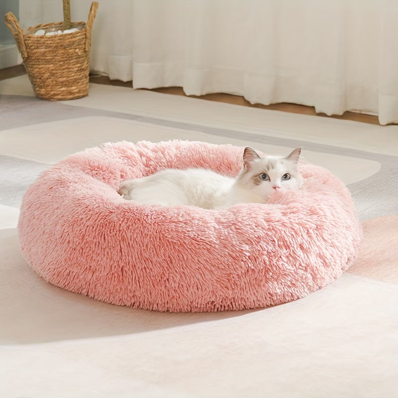 Donut Cat Bed – Calming Plush Round Cat Bed for Indoor Cats All Seasons – photo 2