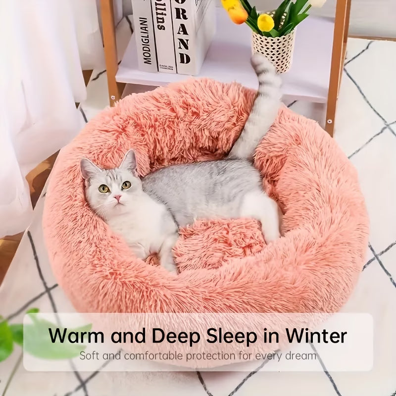 Donut Cat Bed – Calming Plush Round Cat Bed for Indoor Cats All Seasons – photo 9