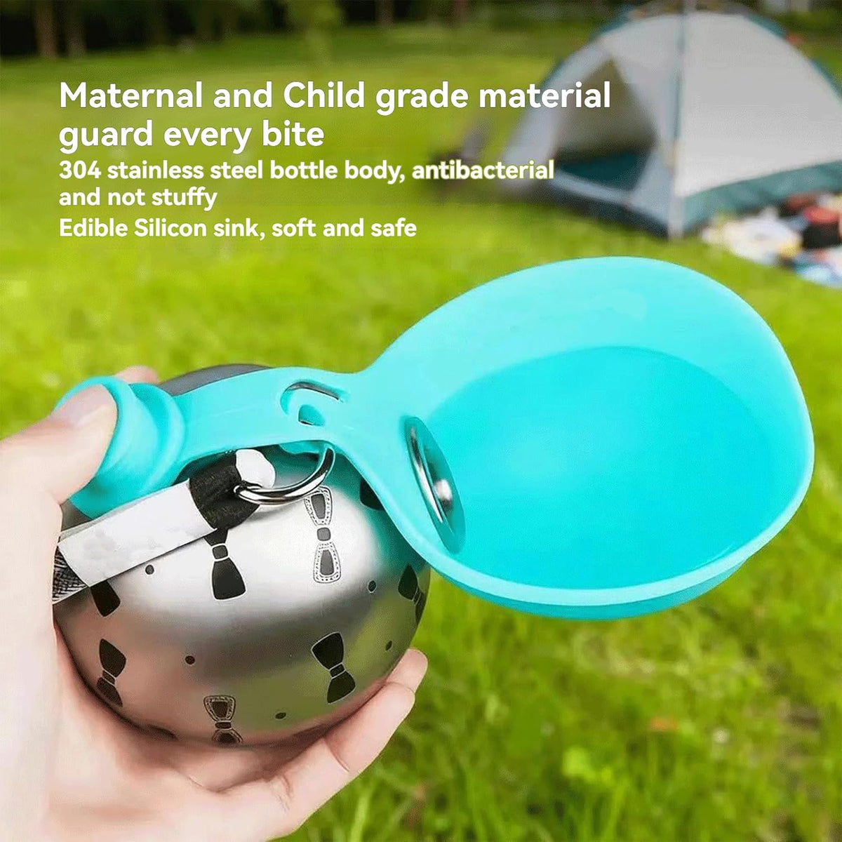 Portable Dog Water Bottle with Foldable Silicone Bowl – Dog Travel Water Bottle – photo 3
