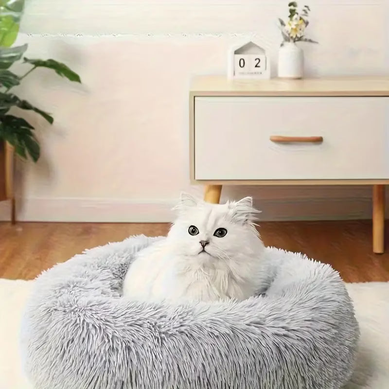 Donut Cat Bed – Calming Plush Round Cat Bed for Indoor Cats All Seasons – photo 12
