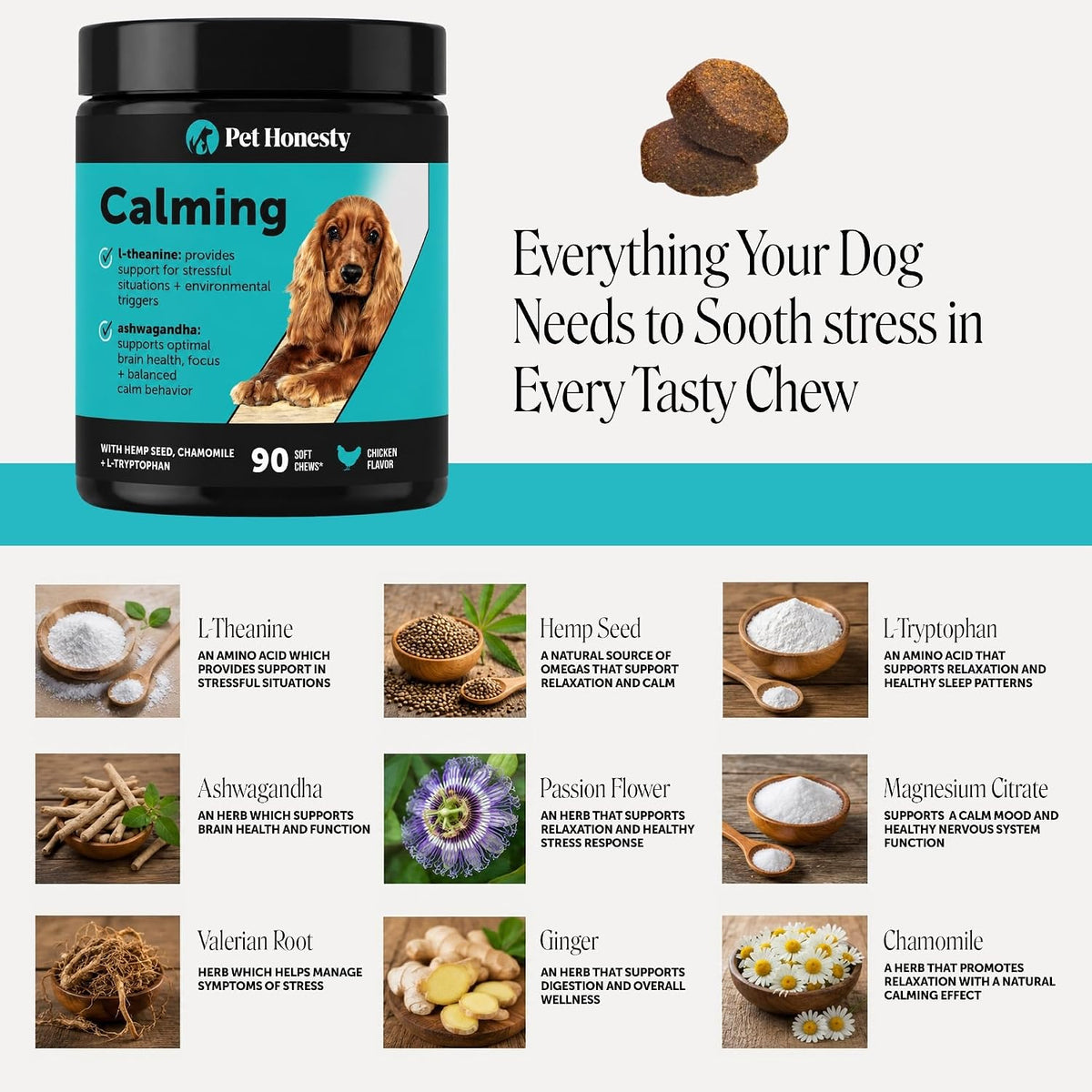 Pet Honesty Calming Chews for Dogs — 90 Soft Chews – photo 4