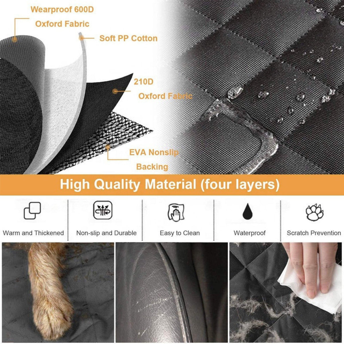 Four-layer waterproof Oxford fabric with non-slip backing