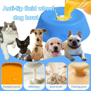 Dog Slow Feeder Bowl with Rolling Ball, No Mess Liquid Treat Lick Bowl, 2-In-1 Enrichment Feeder with Suction Cups