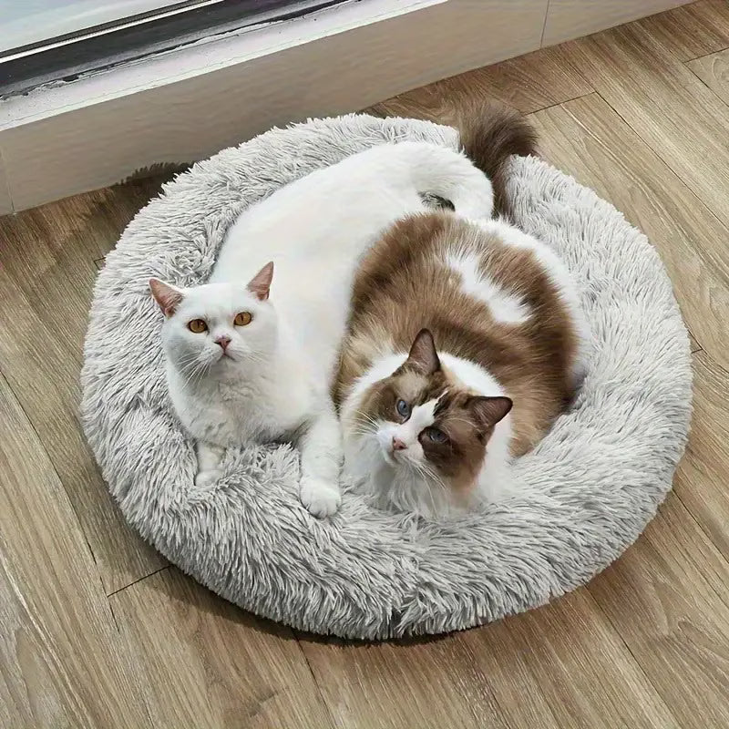Donut Cat Bed – Calming Plush Round Cat Bed for Indoor Cats All Seasons – photo 8