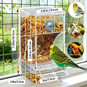Automatic Bird Feeder Toy – Transparent Acrylic Food Container for Parrots and Cage Birds – photo 9