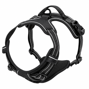 No Pull Dog Harness in Black with reflective straps, front clip and top handle