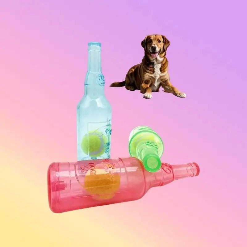 Pet Toy Dog Chew Squeaky Tennis Ball Bottle Self-Entertainment Boredom Relief Durable Chew Teething Pet Toy Interactive Dog Toy