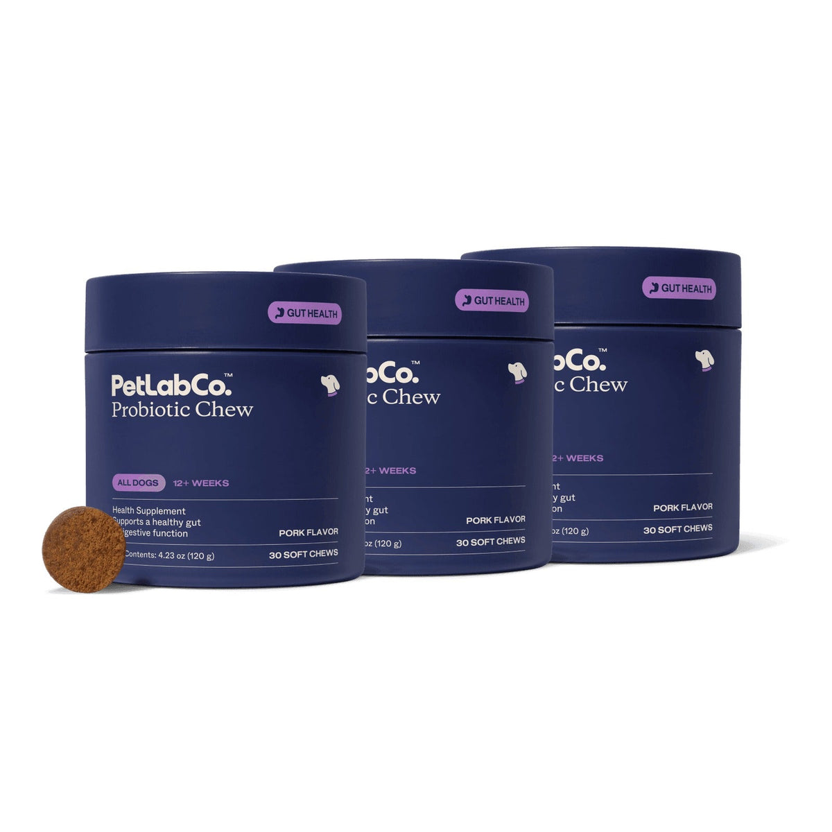 PetLab Co. Probiotic Chews for Dogs – 3 jar pack, 90 chews